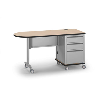 Alumni Accelerator Single Pedestal Bullet Teacher Desk
