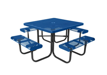 Portable 46'' Square Table in Perforted Pattern with 4 seats