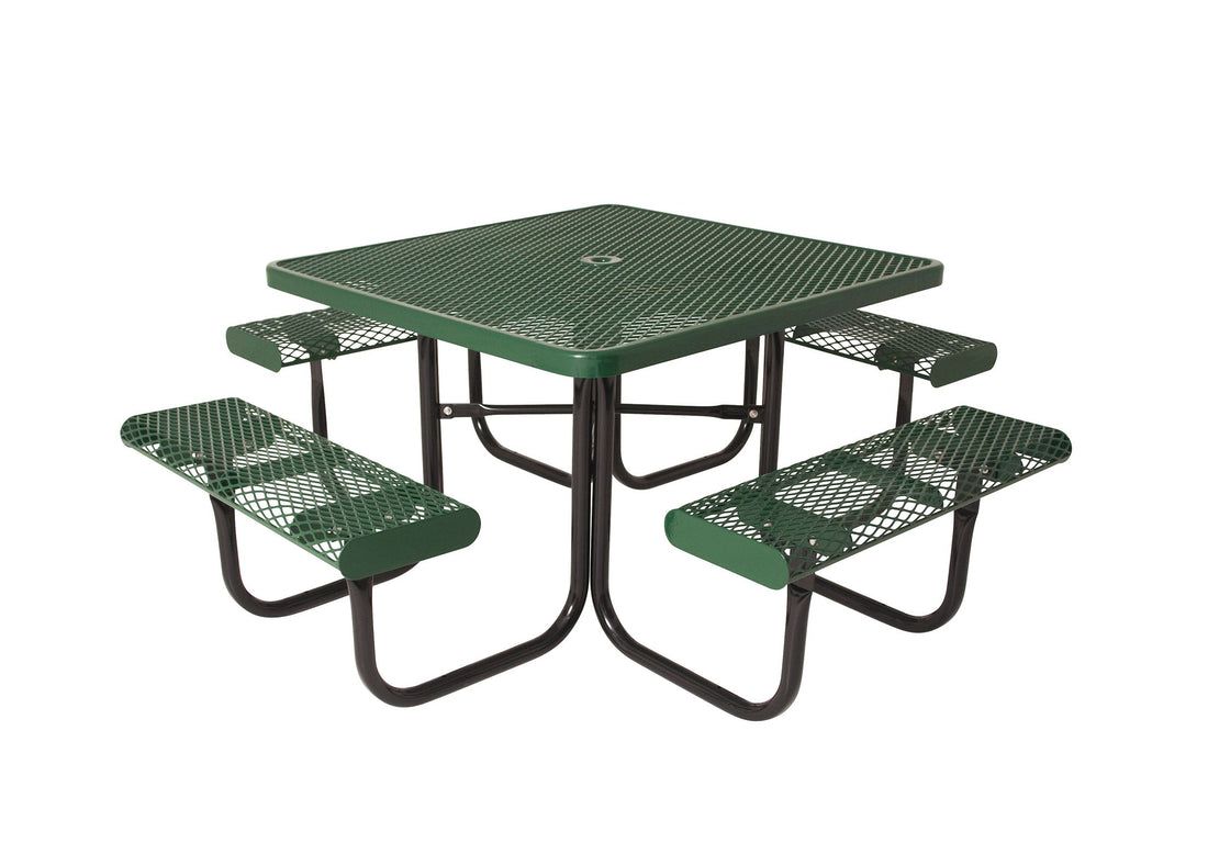 Portable 46'' Square Table in Perforted Pattern with 4 seats