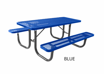 Heavy-Duty 8' Rectangular Picnic Table Perforated Pattern with PC Frame