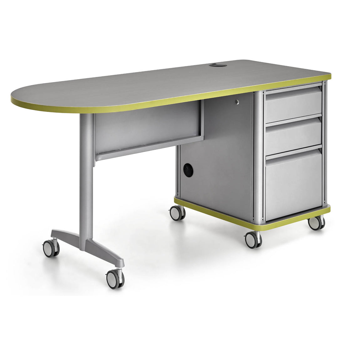 Alumni Accelerator Single Pedestal Bullet Teacher Desk