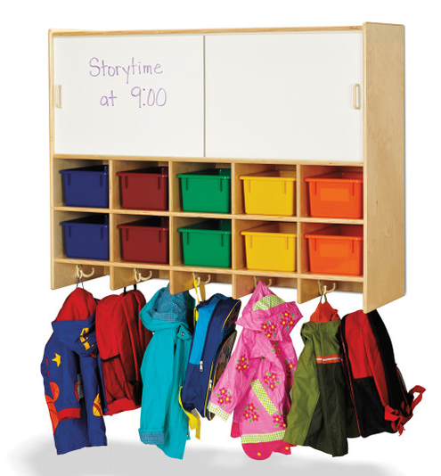 Jonti-Craft® 10 Section Wall Mount Coat Locker with Storage
