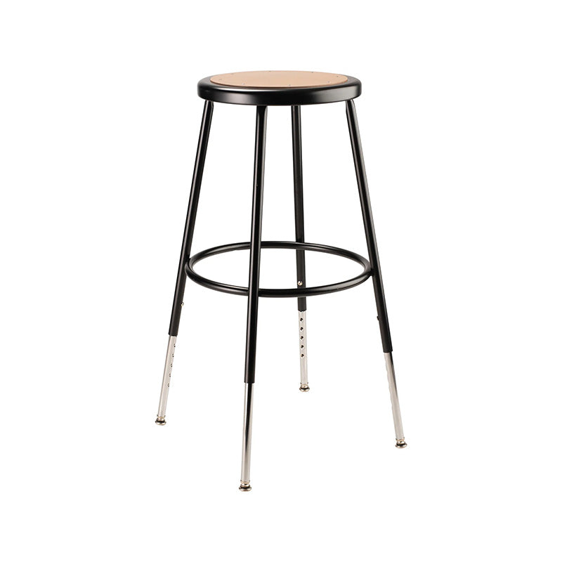 NPS Height Adjustable Heavy Duty Steel Stool in Black 14 Dia. x 24.5-32.5H