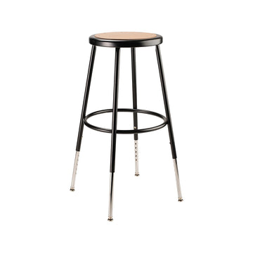 NPS Height Adjustable Heavy Duty Steel Stool in Black 14 Dia. x 24.5-32.5H