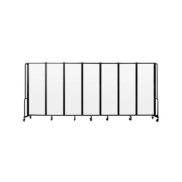 NPS Room Divider, 6' Height, 7 Sections, Whiteboard Panels, Black Frame