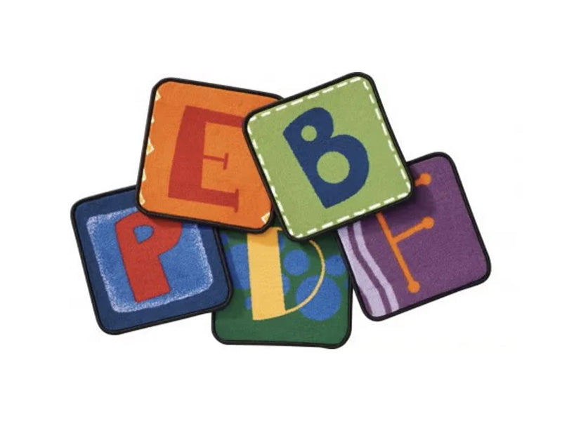 Toddler Alphabet Blocks Seating Squares Classic Colors Set of 26
